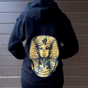 Black and Gold Pharaoh Zip Up Sweater